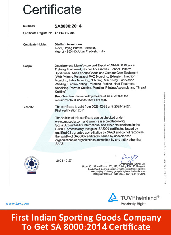 Vinex SA 8000 Certificate